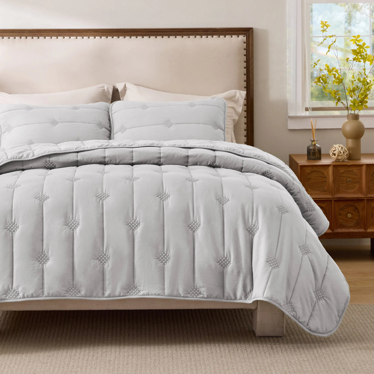 Prewashed Diamond Quilt Set