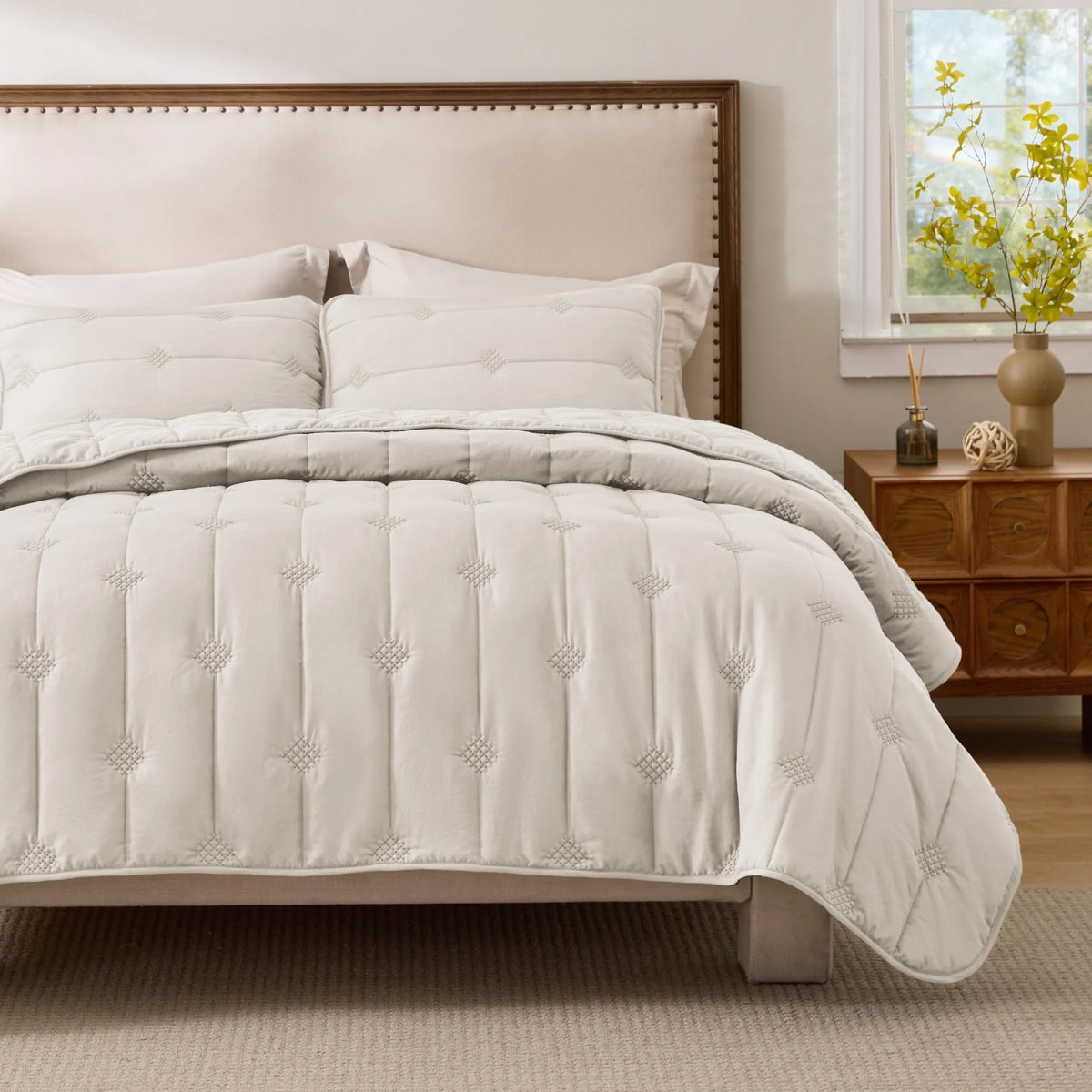 Prewashed Diamond Quilt Set