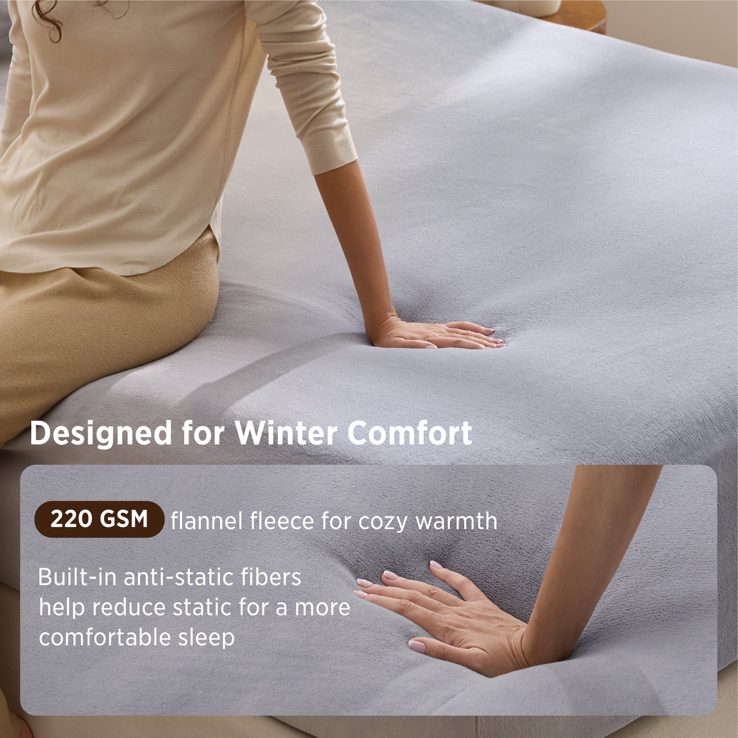 220 GSM Anti-Static Flannel Fitted Sheet