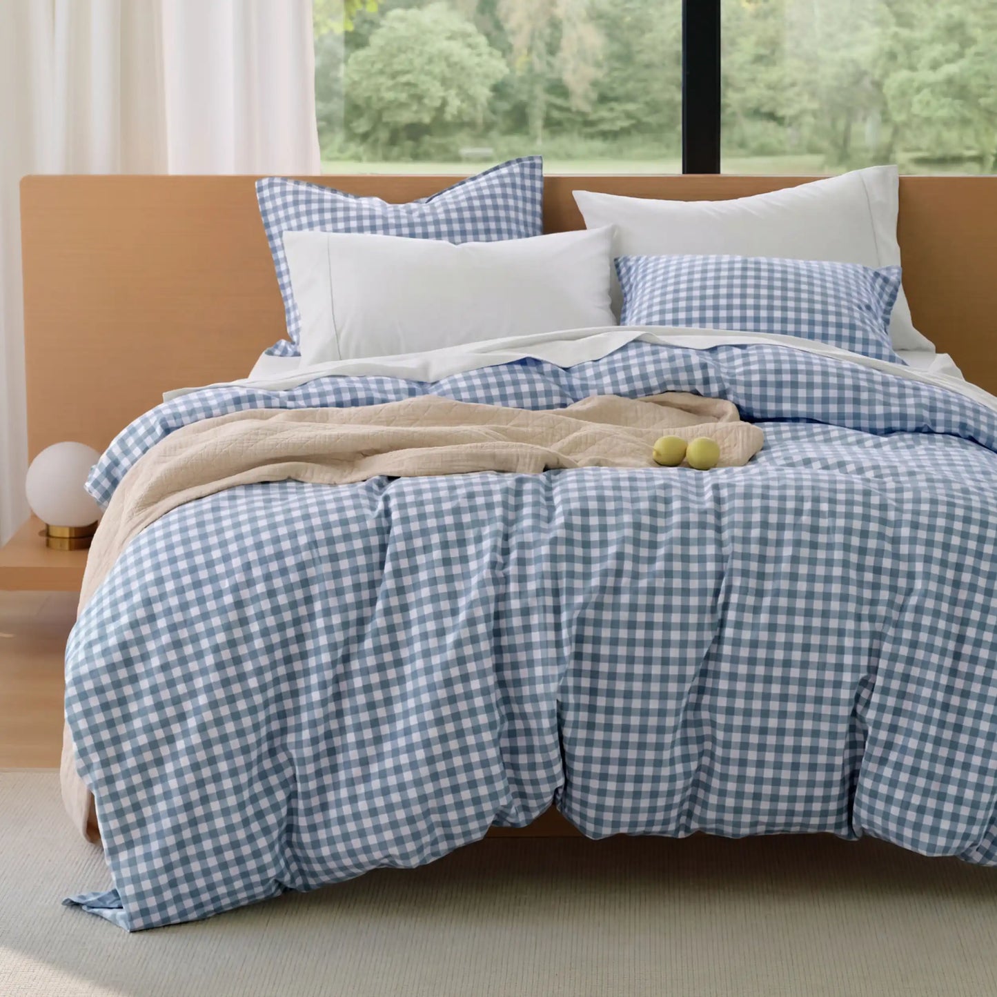 PureWoven Washed Cotton Gingham Duvet Cover Set