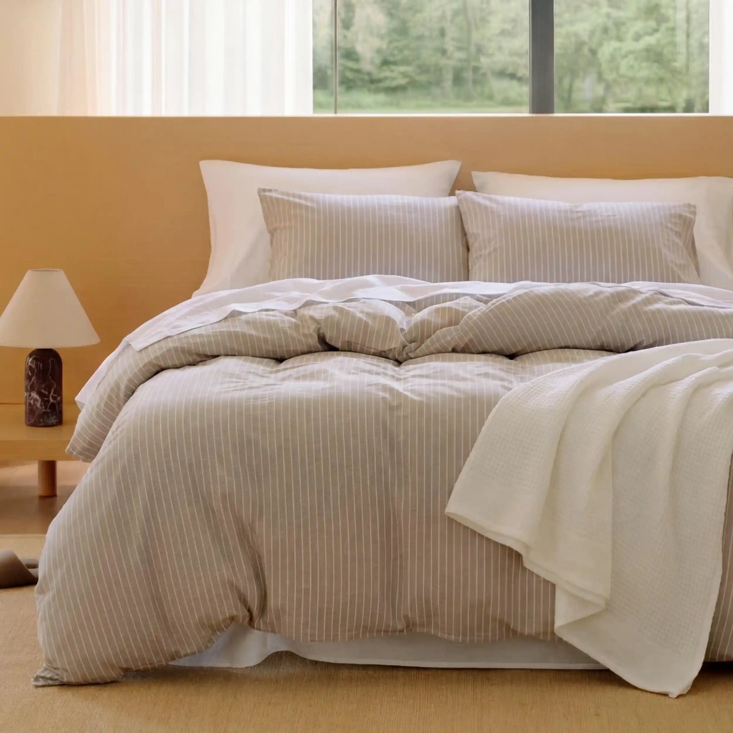 PureWoven Washed Cotton Striped Duvet Cover Set