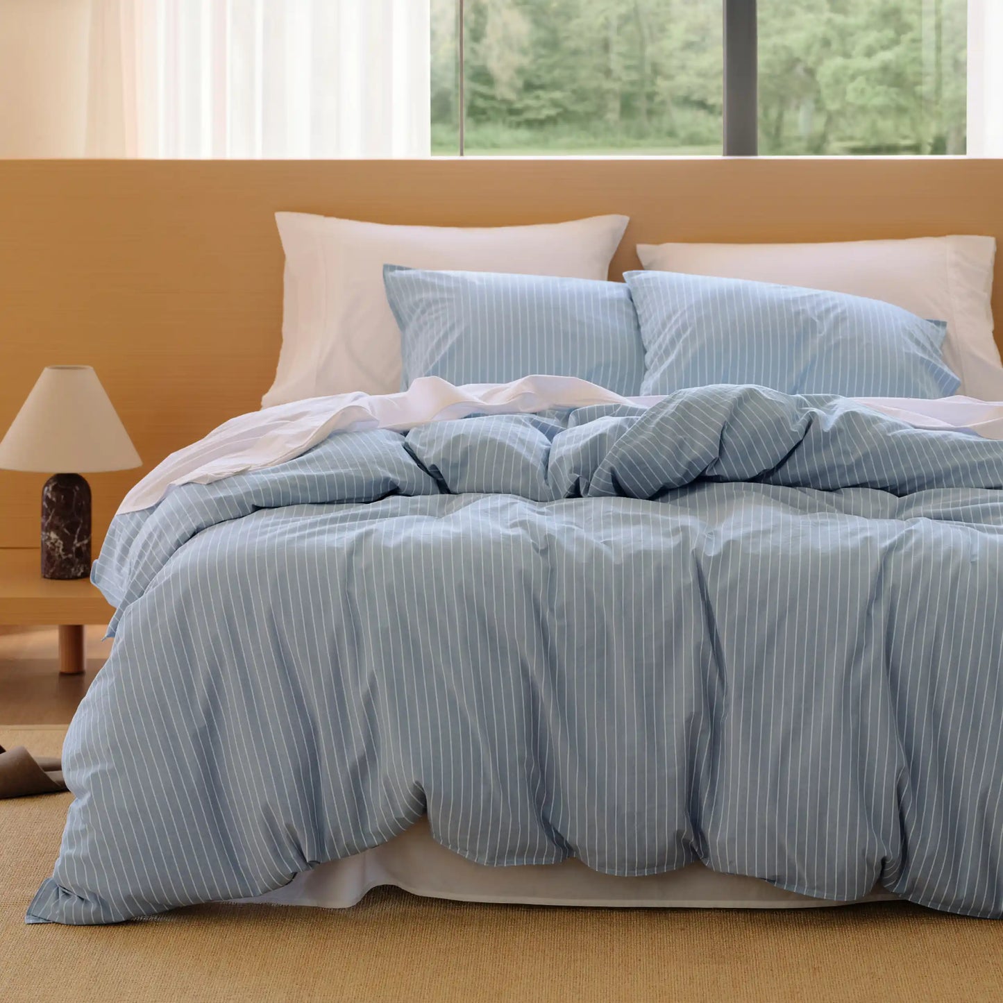PureWoven Washed Cotton Striped Duvet Cover Set