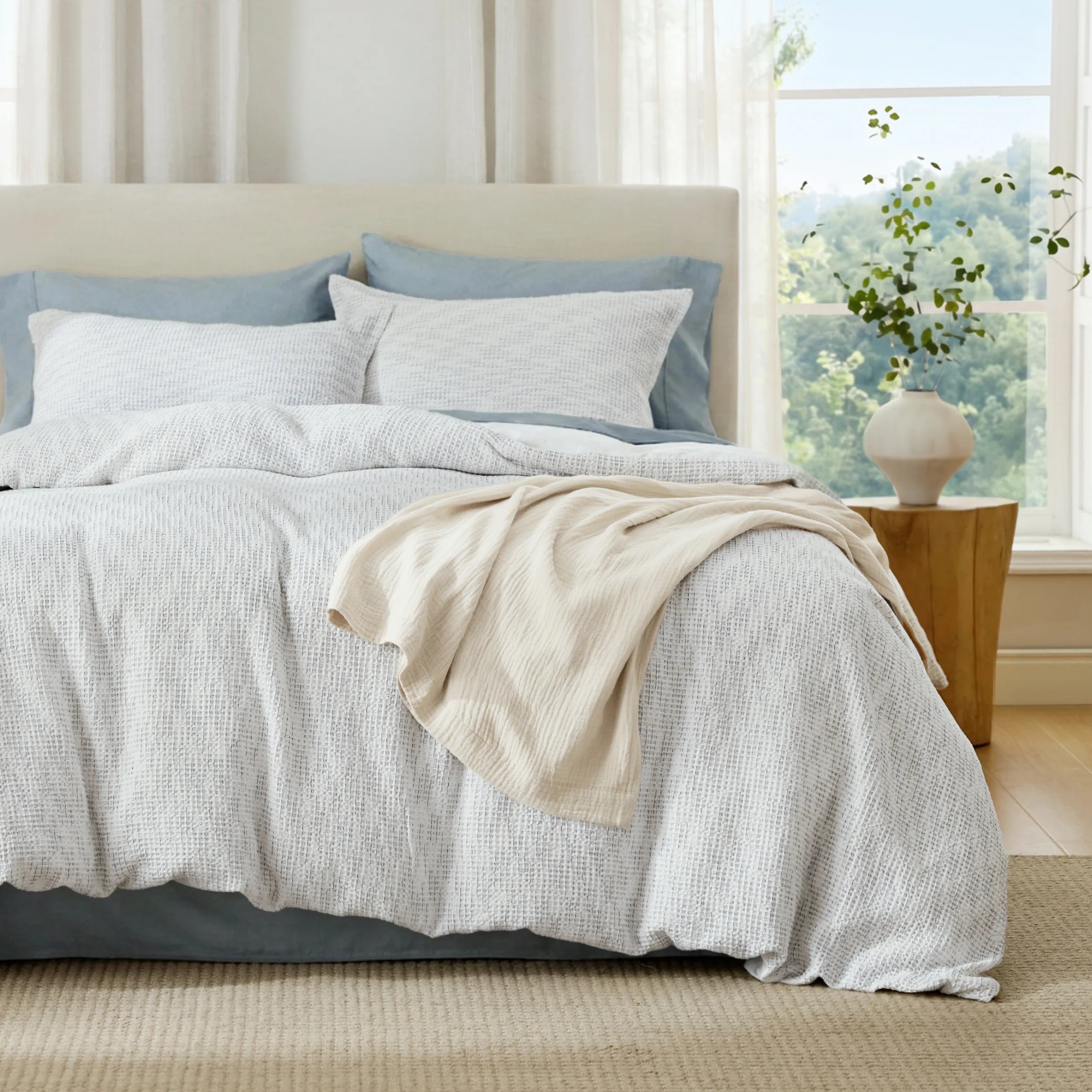PureWoven™ Cotton Waffle Space-Dyed Duvet Cover Set
