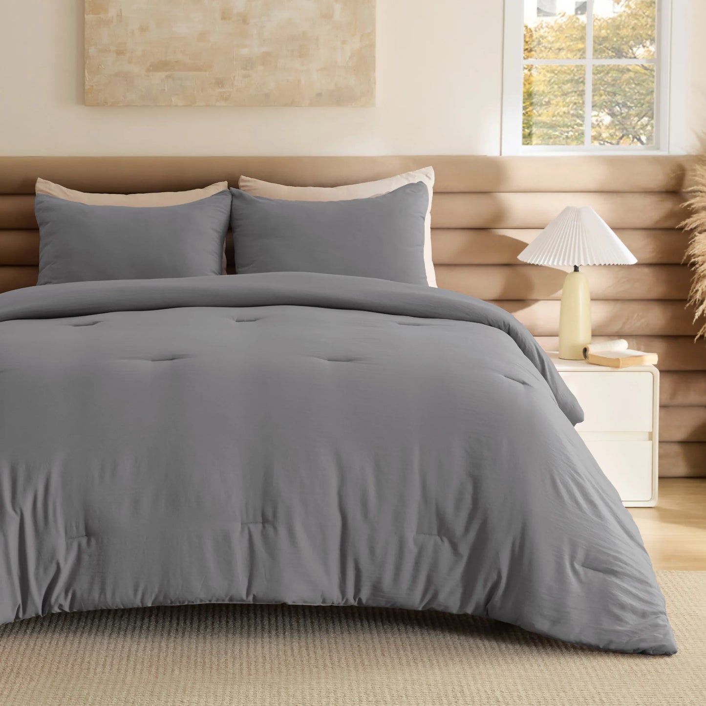 Prewashed Plain Comforter Set