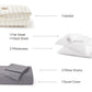 Rayon derived from bamboo luxe bundle contents: white blanket, grey duvet, white sheets, pillowcases, shams.