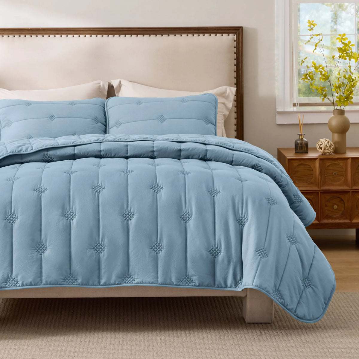 Prewashed Diamond Quilt Set