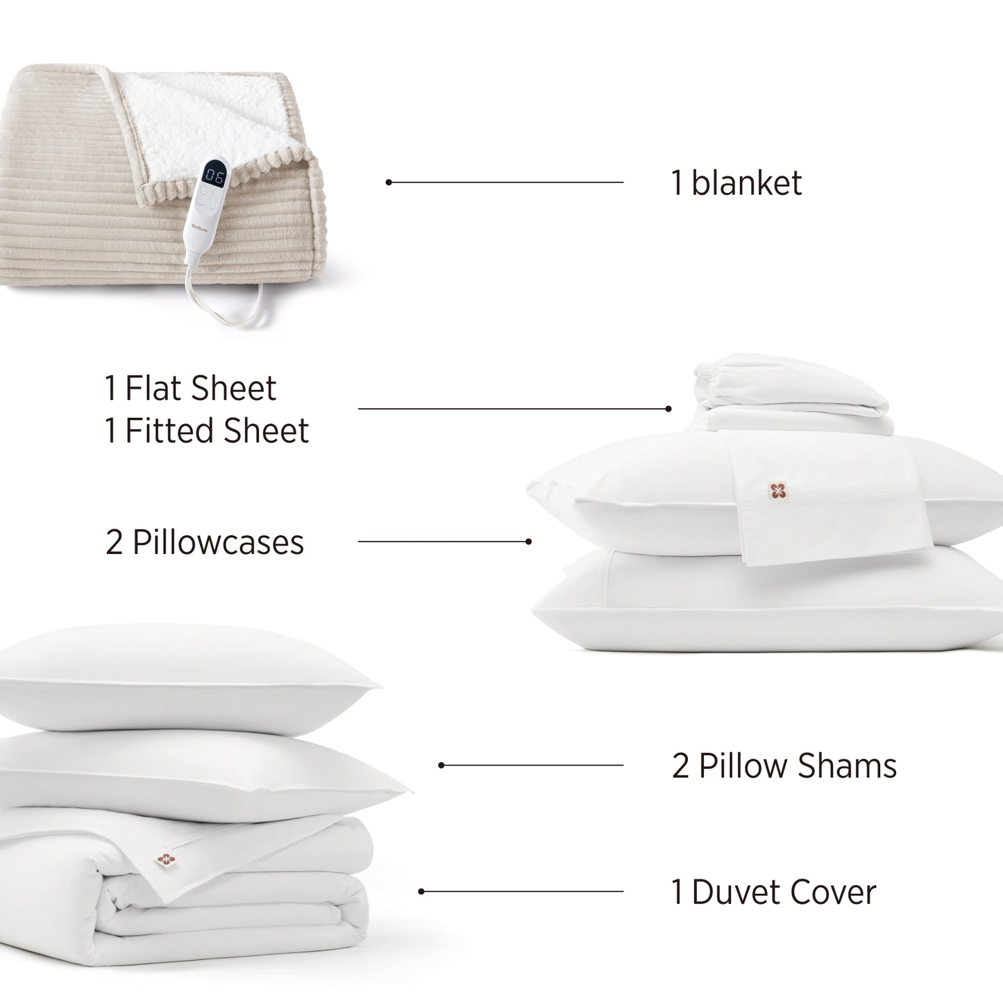 PureWoven Serene Blend Smart Warmth Bundle with electric blanket & bamboo-cotton bedding.