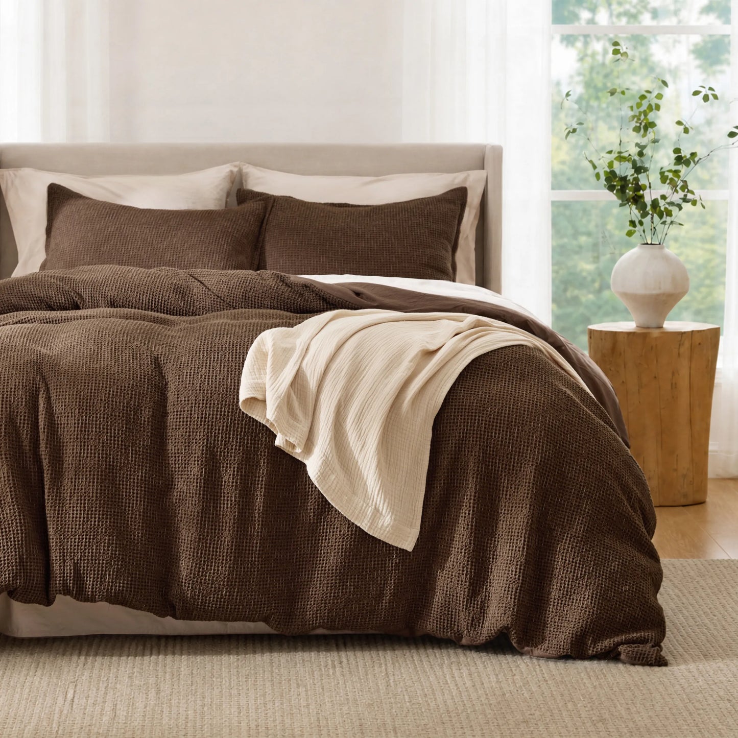 PureWoven™ Cotton Waffle Space-Dyed Duvet Cover Set