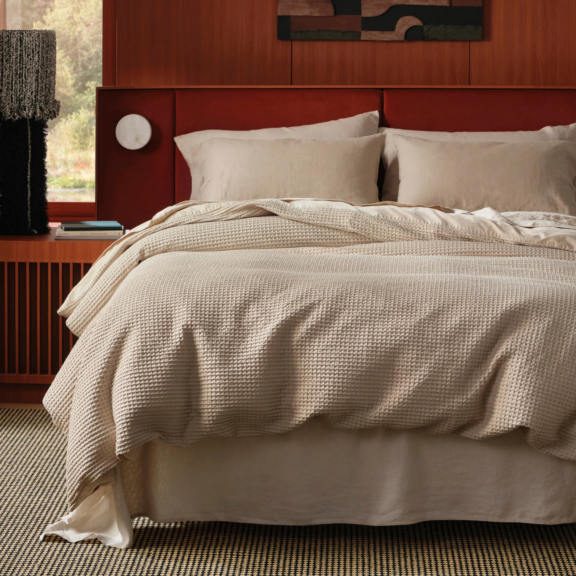 PureWoven™ beige cotton waffle weave duvet cover