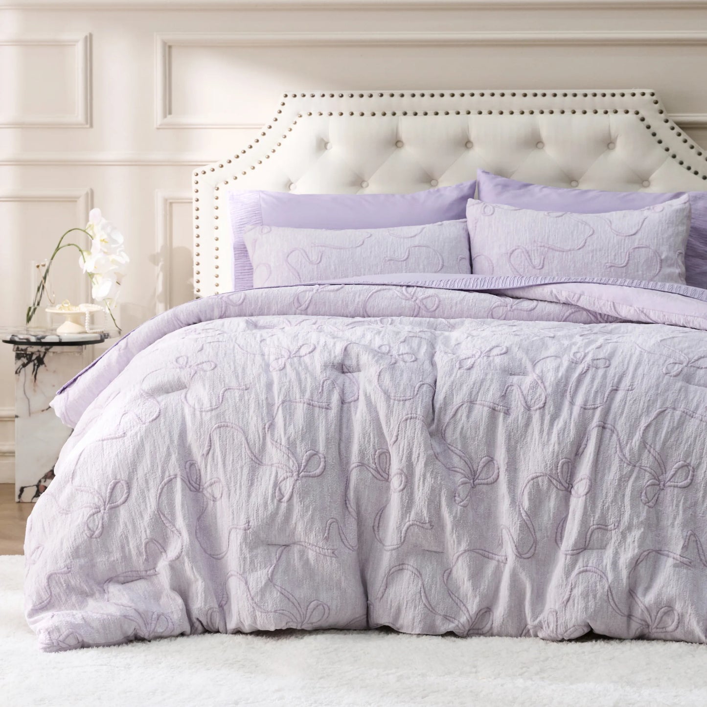 Graceful Bow Jacquard Comforter Set