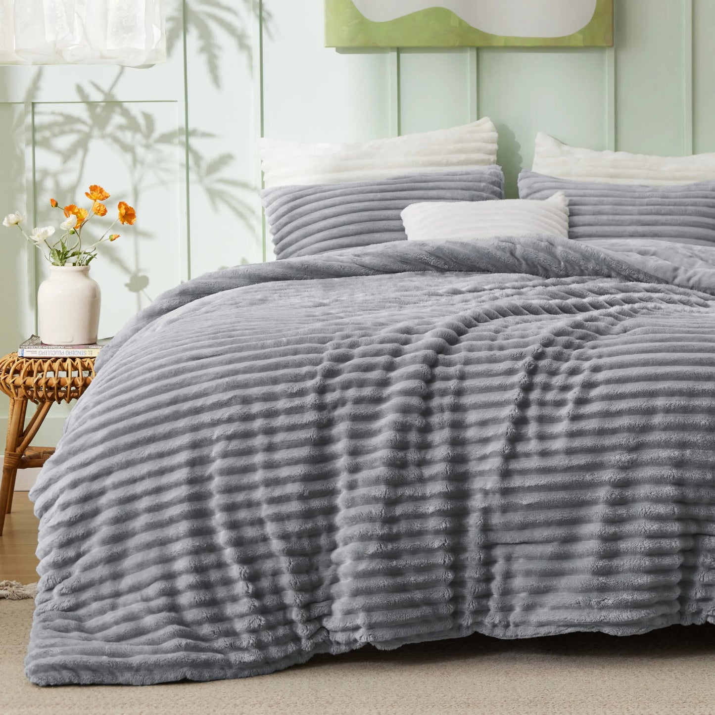 Striped Flannel Comforter Set