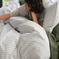PureWoven Washed Cotton Striped Duvet Cover Set