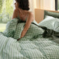 PureWoven Washed Cotton Gingham Duvet Cover Set