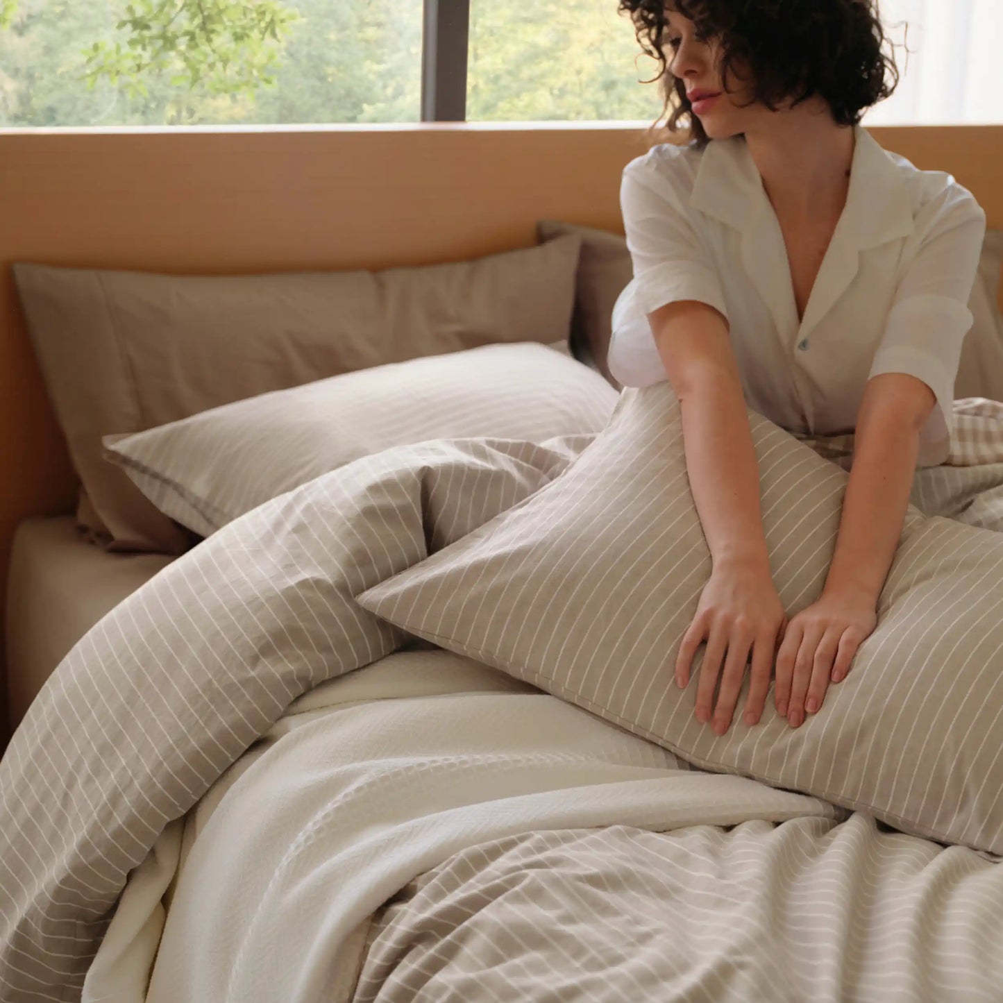 PureWoven Washed Cotton Striped Duvet Cover Set