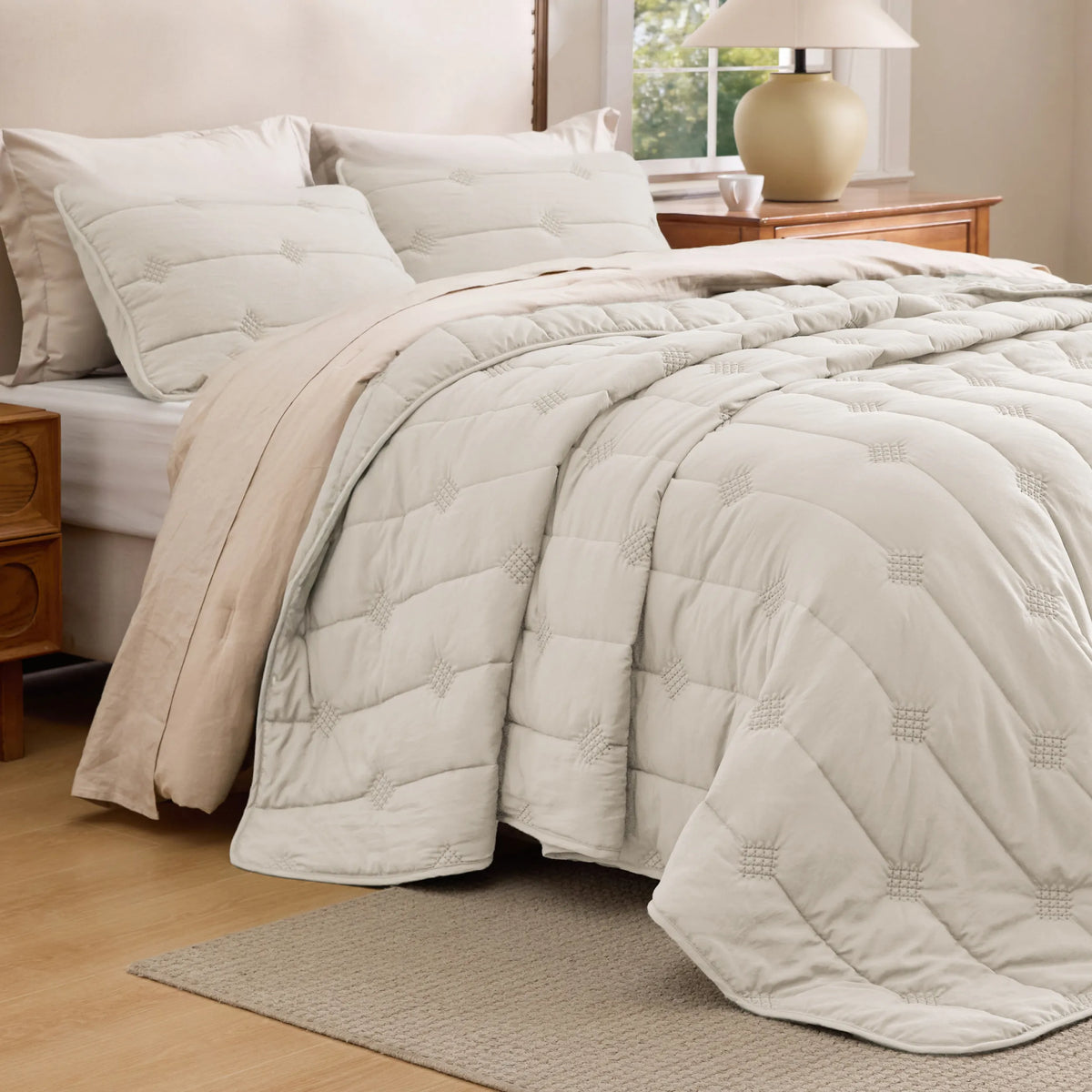 Prewashed Diamond Quilt Set