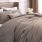 Cationic dye comforter set in textured taupe with subtle dual-tone effect.