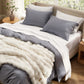 Rayon bamboo plush luxe bundle: gray sheets & duvet with plush white blanket.
