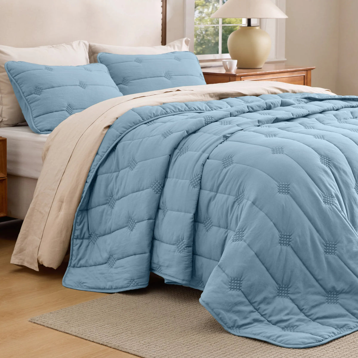 Prewashed Diamond Quilt Set
