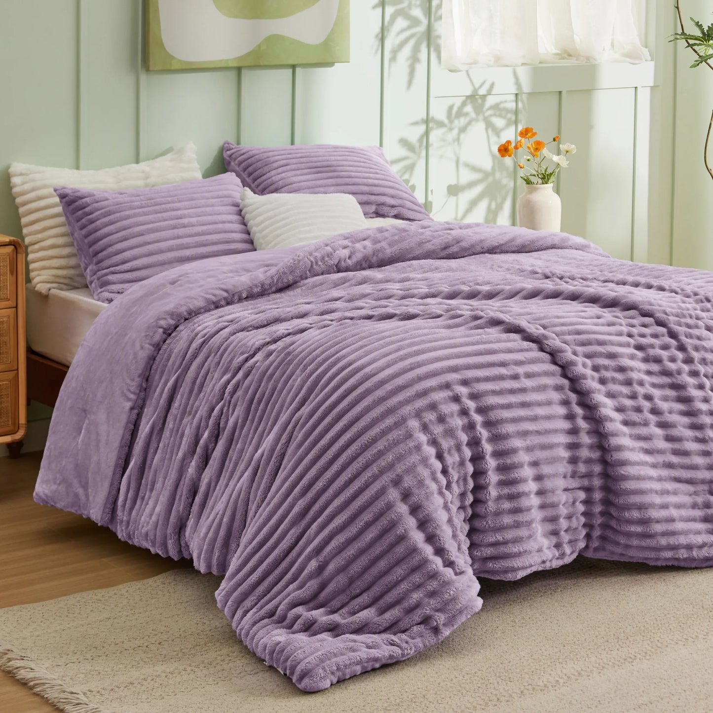 Striped Flannel Comforter Set