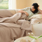 PureWoven 8-layer 100% cotton gauze blanket in taupe, diamond quilted