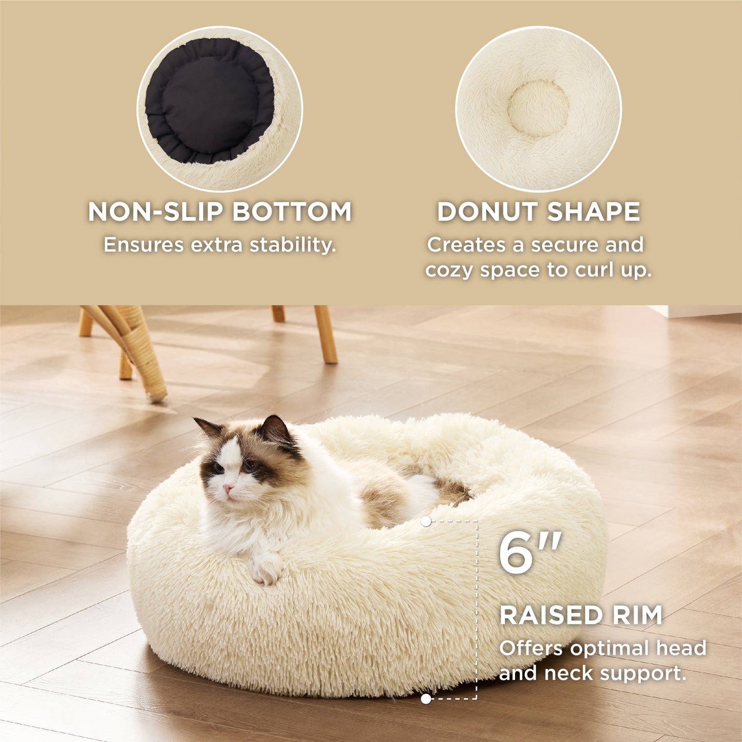 Calming Donut Bed for Dogs and Cats