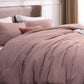 Dusty rose cationic dye comforter set with subtle dual-tone texture.