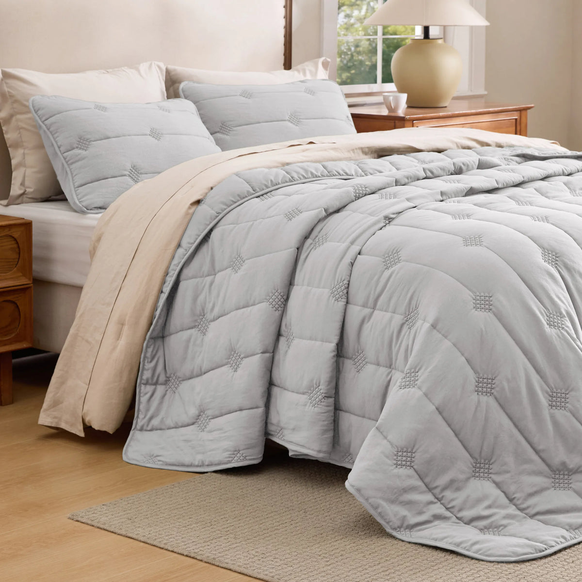 Prewashed Diamond Quilt Set