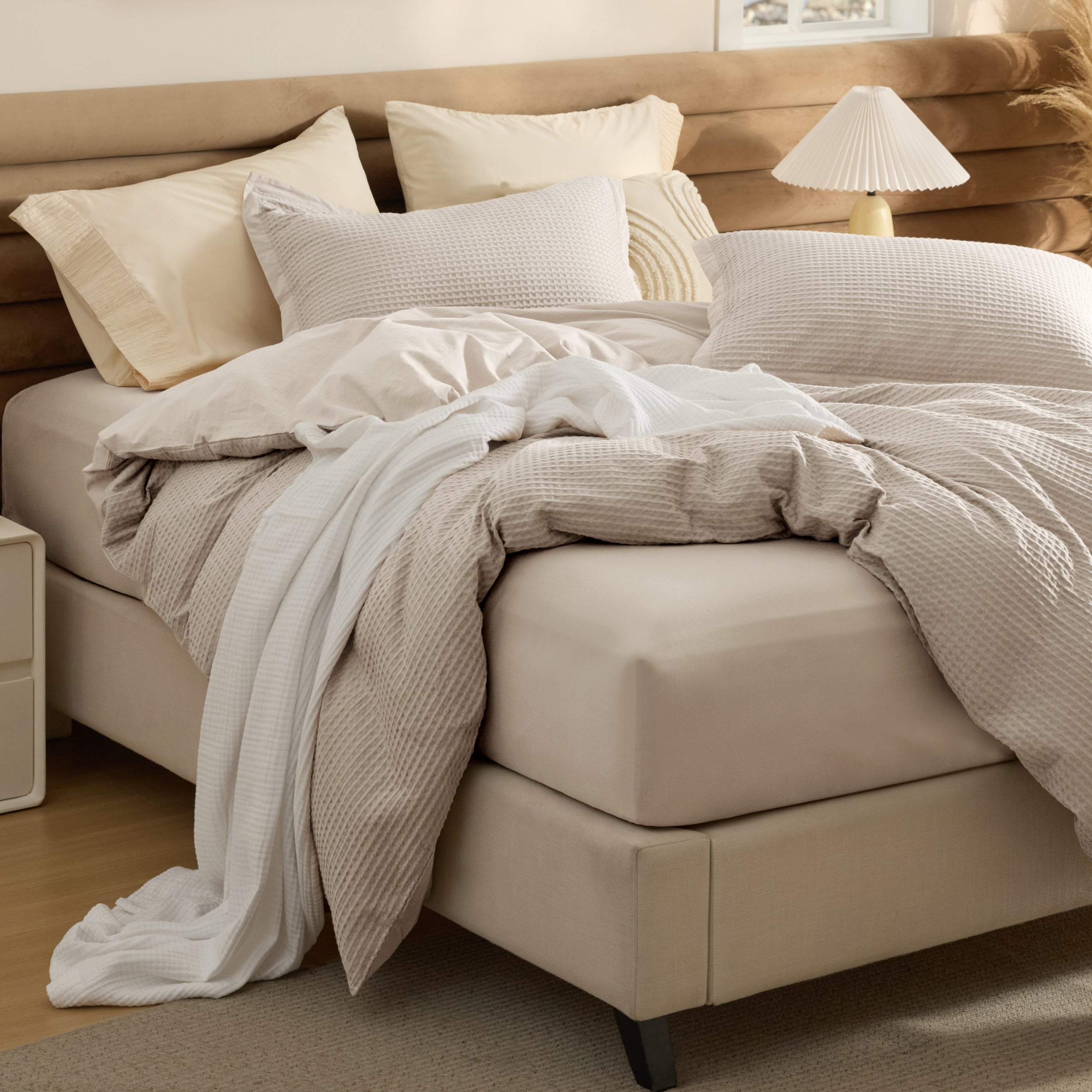 PureWoven Cotton Waffle Duvet Cover Set - Thumbnail 3