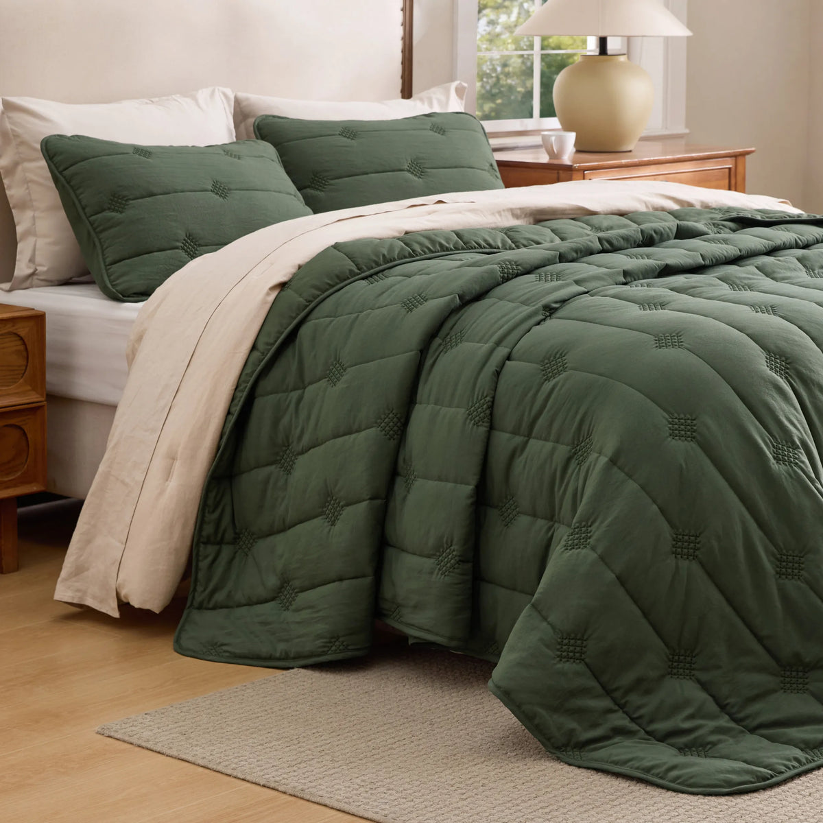 Prewashed Diamond Quilt Set