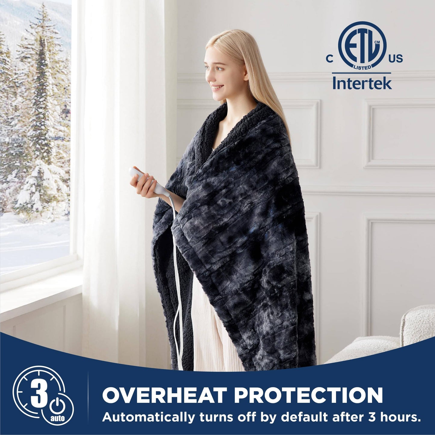 Faux Fur Heated Blanket