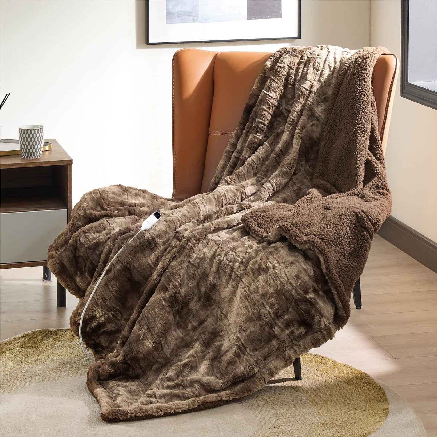 Faux Fur Heated Blanket