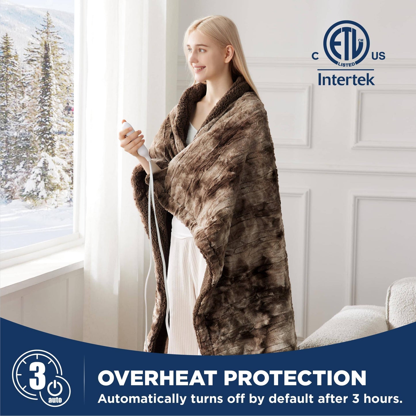 Faux Fur Heated Blanket