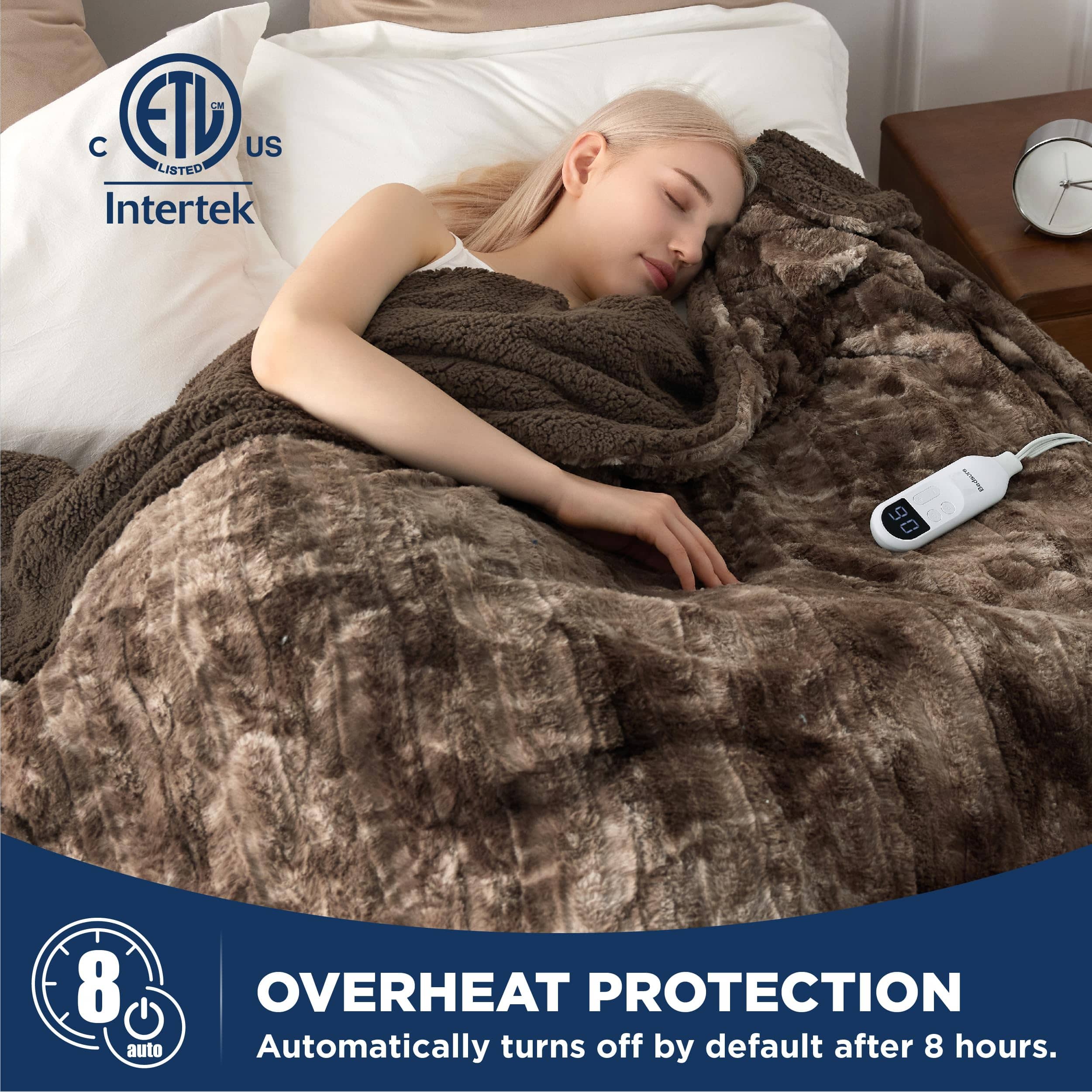 Heated blanket best sale faux fur