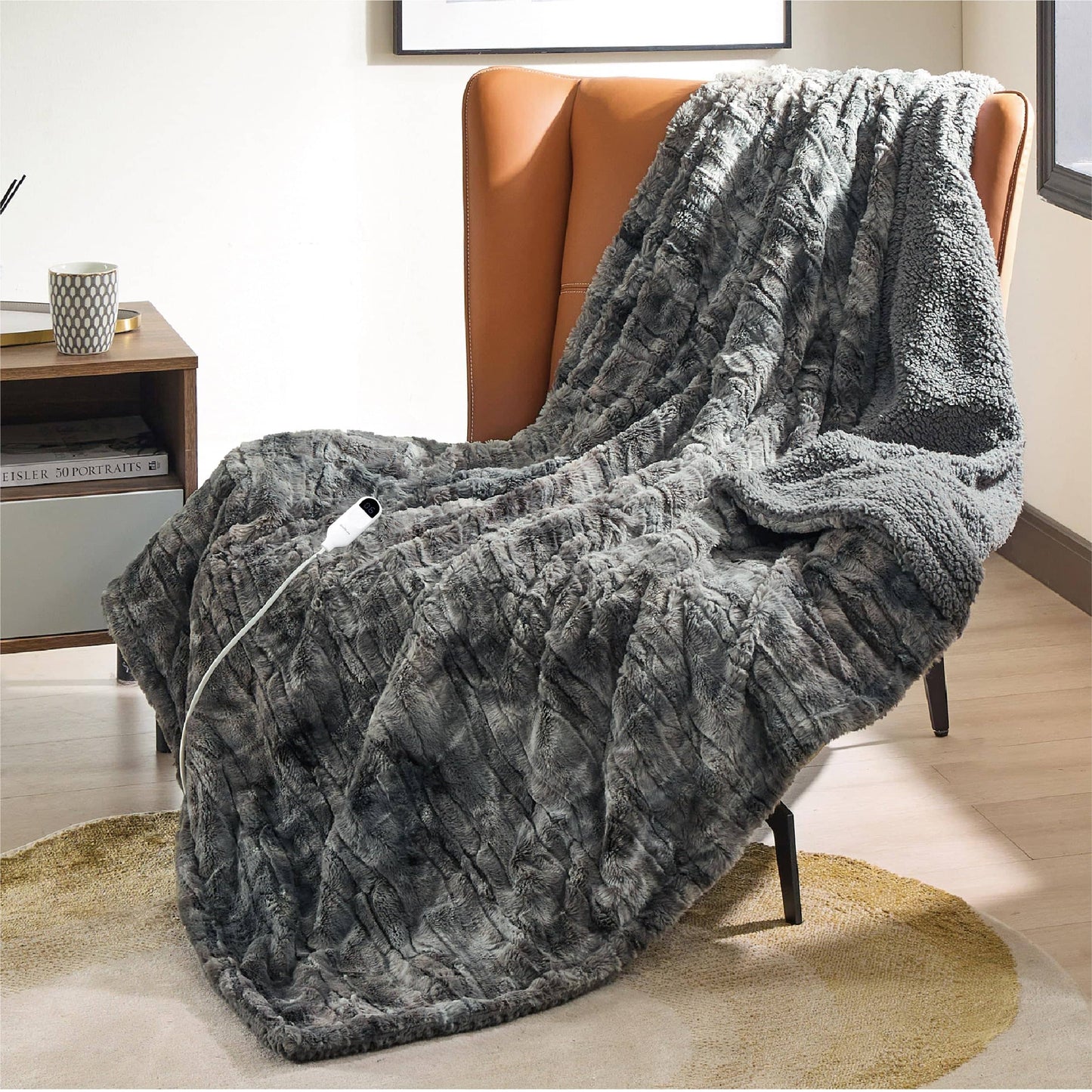 Faux Fur Heated Blanket