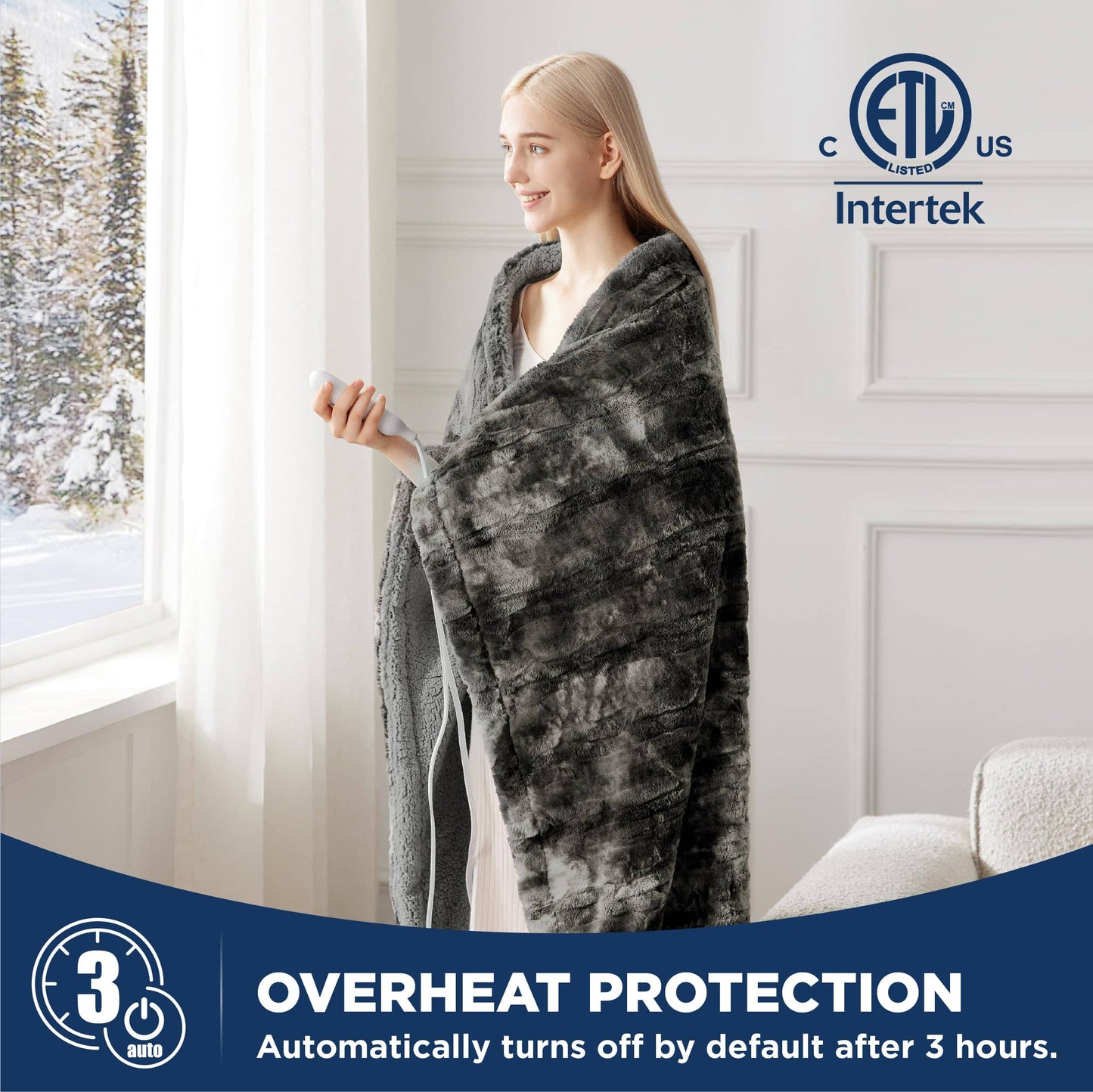 Faux Fur Heated Blanket