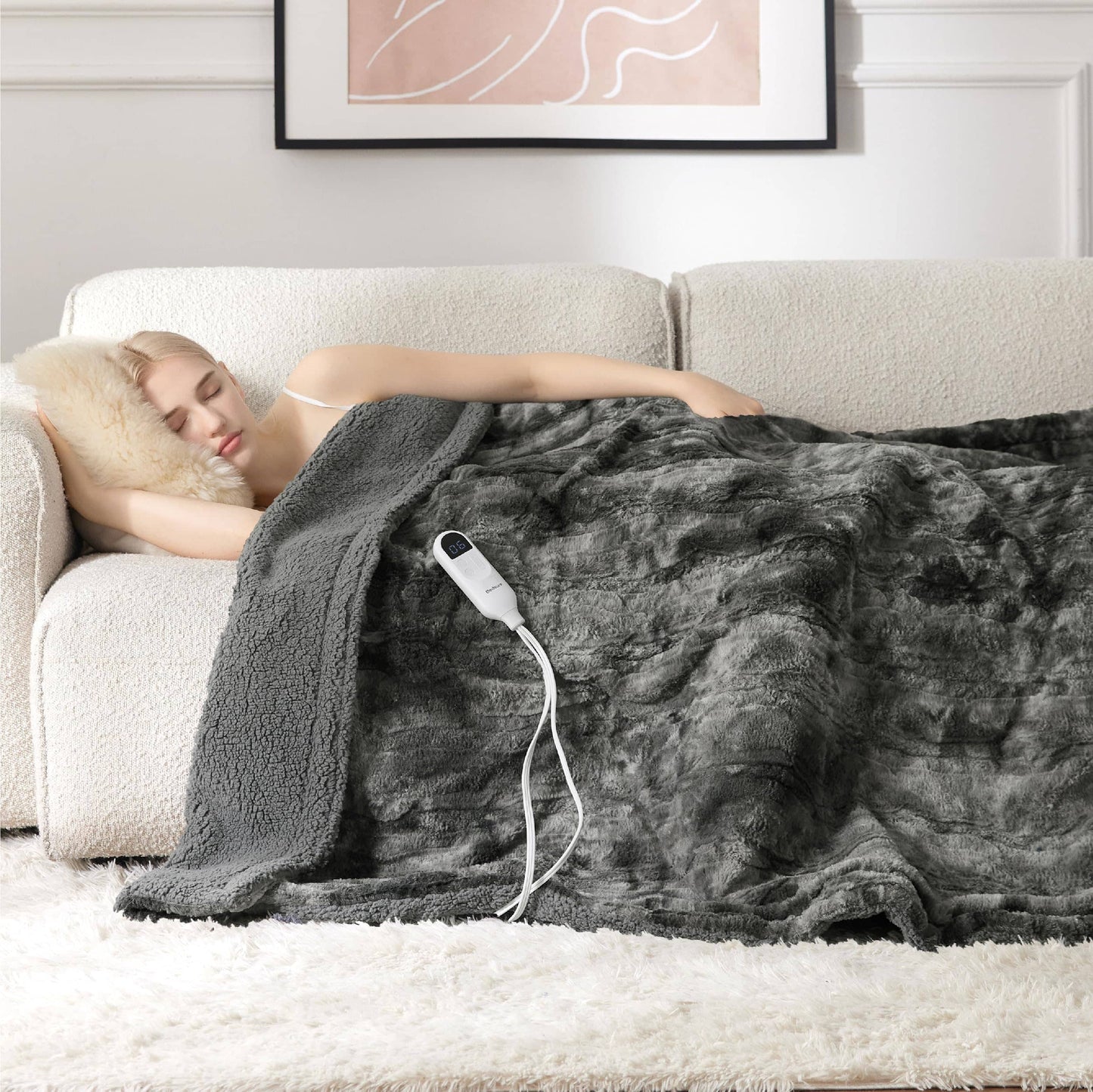 Faux Fur Heated Blanket