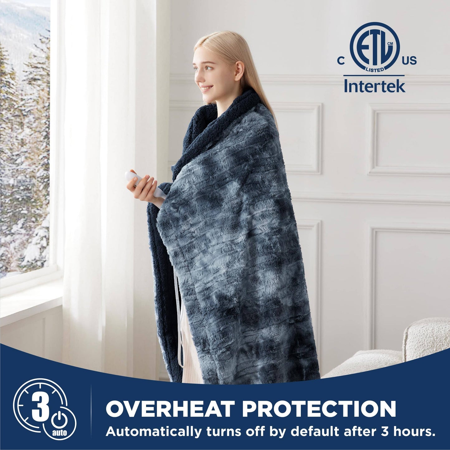 Faux Fur Heated Blanket