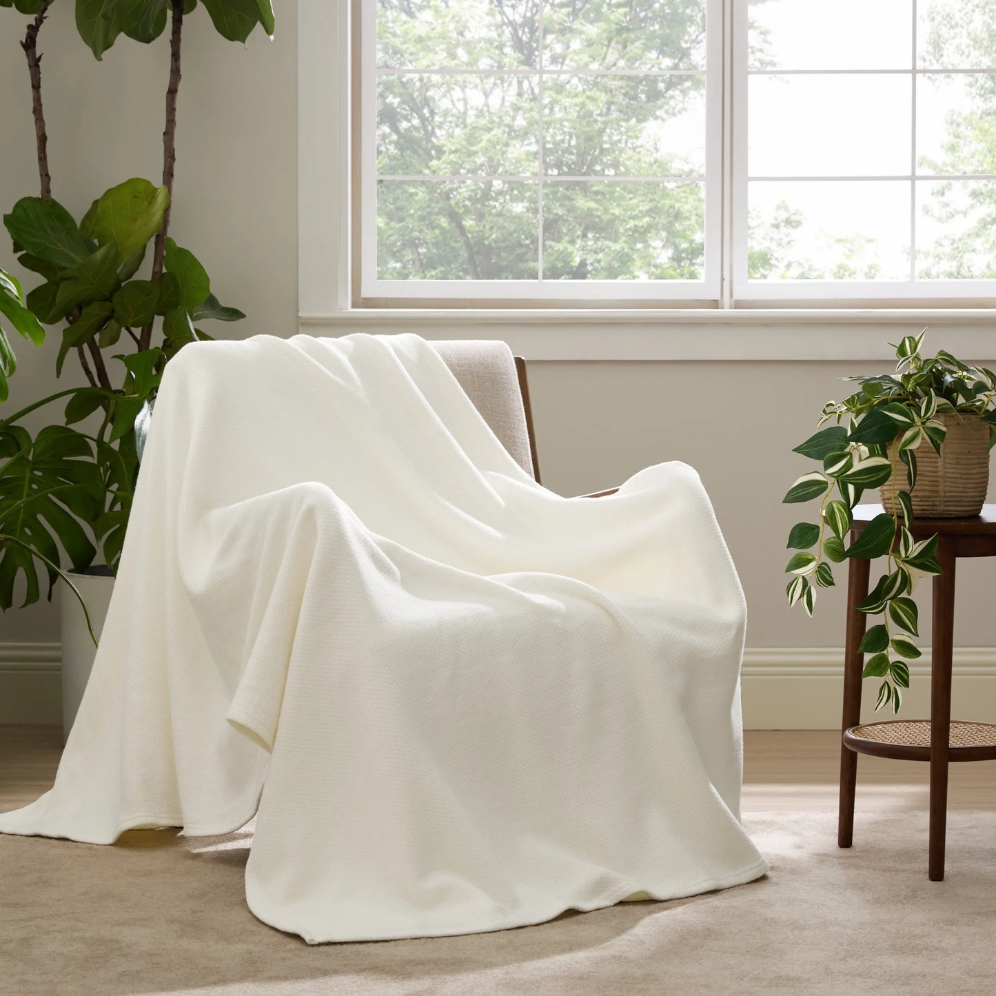 100% Cotton Herringbone Woven Blanket