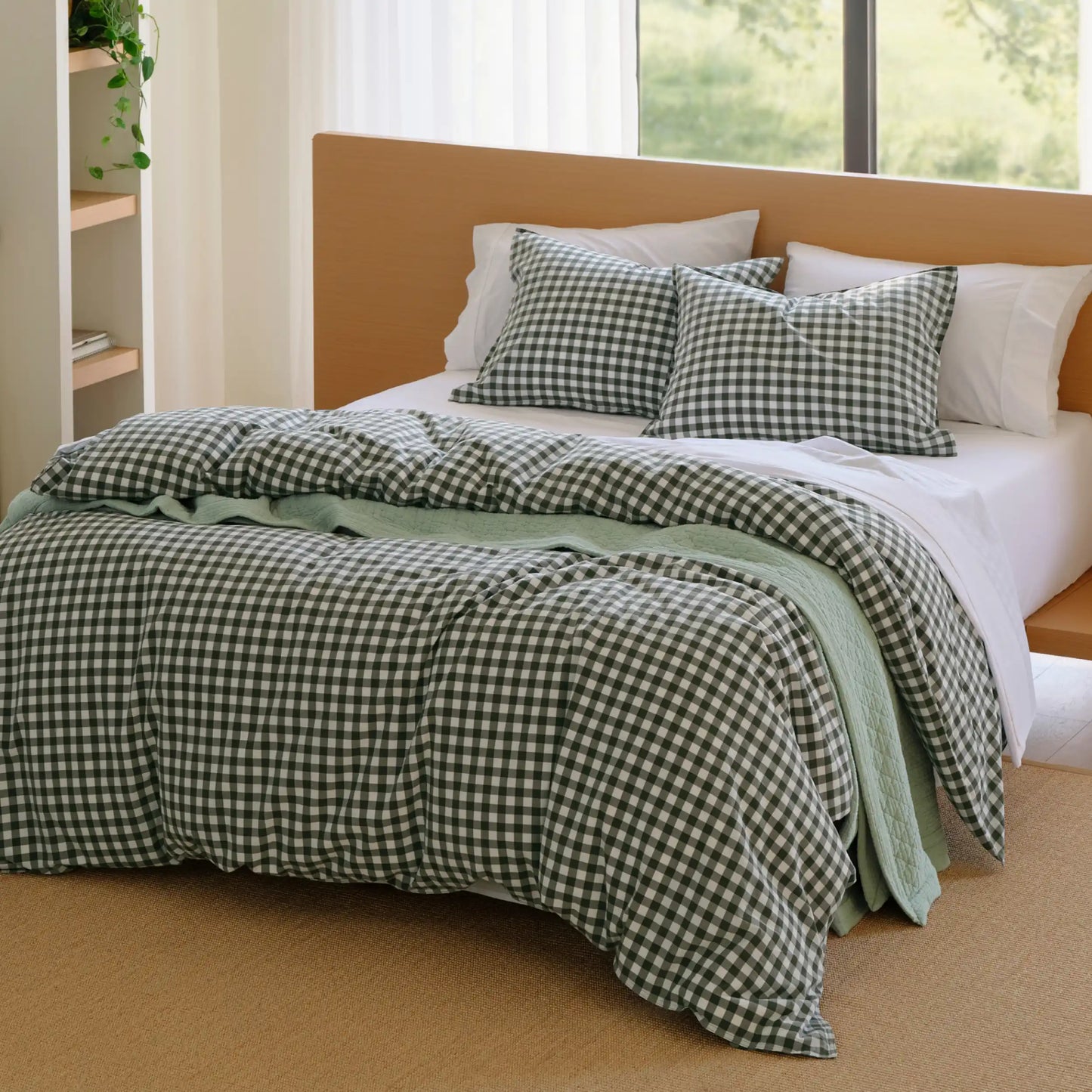 PureWoven Washed Cotton Gingham Duvet Cover Set