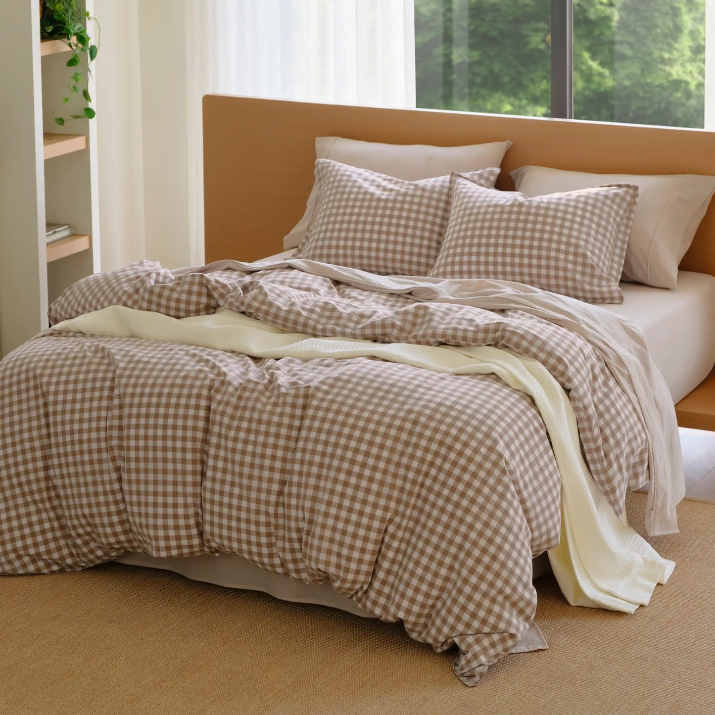 PureWoven Washed Cotton Gingham Duvet Cover Set