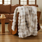 PureWoven™ Serene Blend luxurious plush throw, cream taupe marble.
