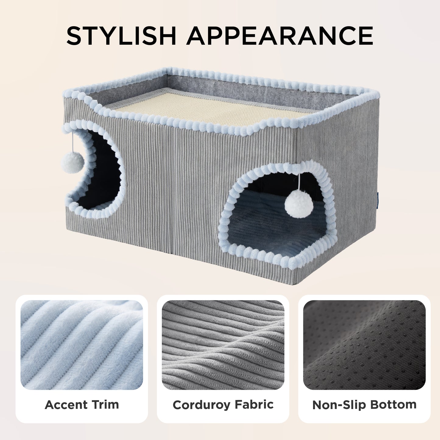 2-in-1 Corduroy Cat Scratcher House
