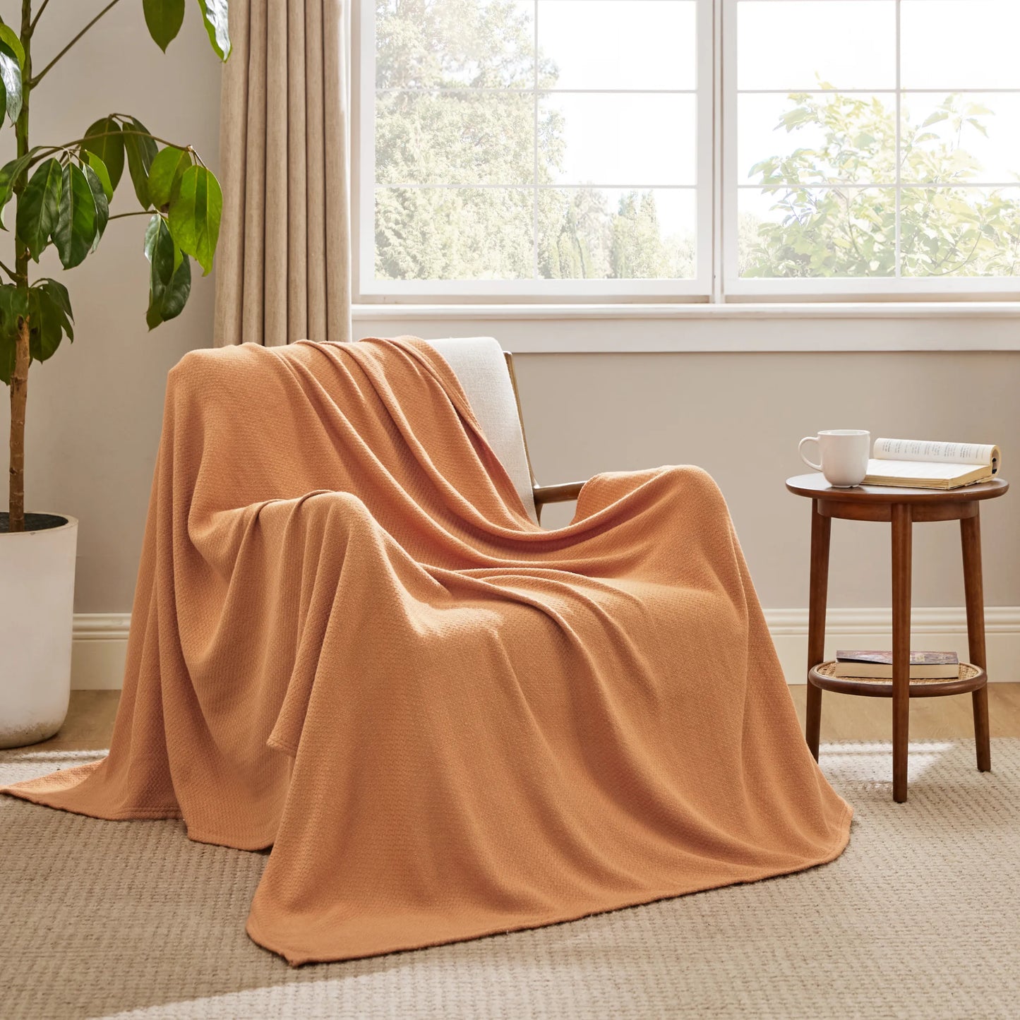 100% Cotton Herringbone Woven Blanket