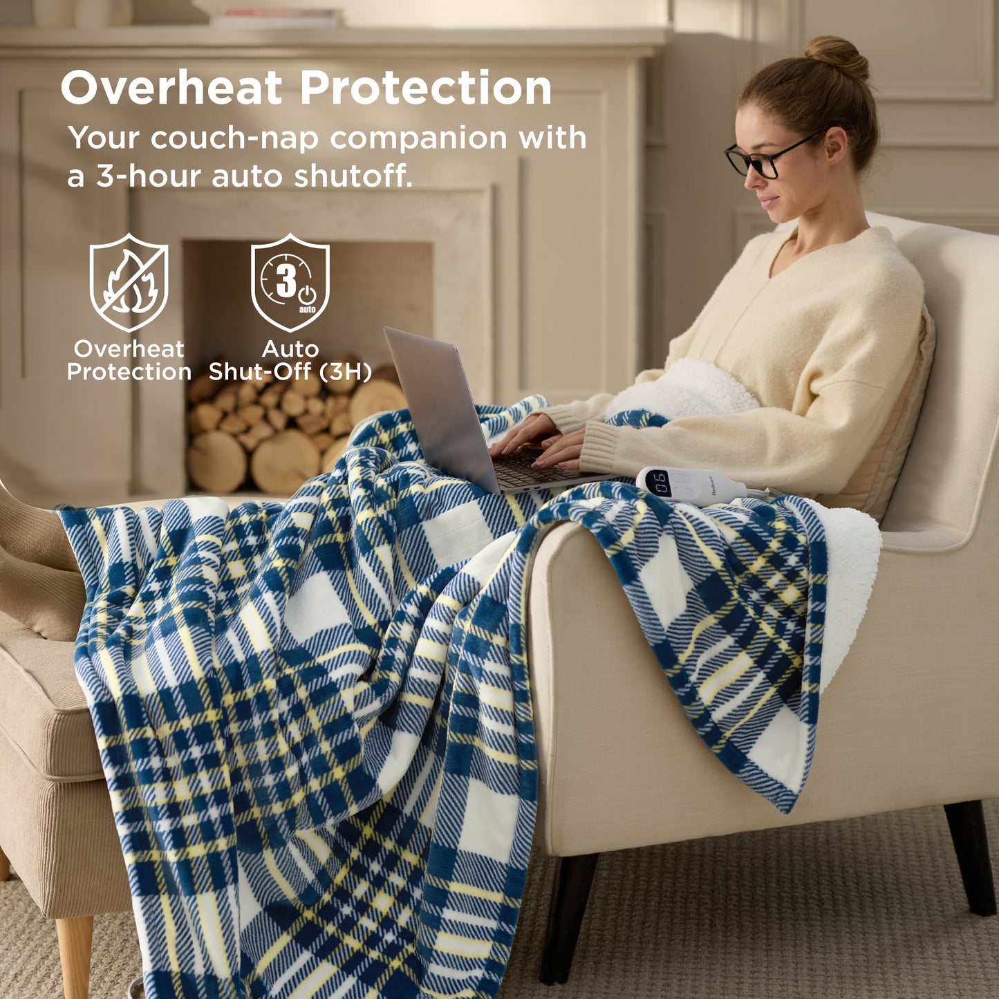 GentleSoft® Plaid Flannel Heated Blanket