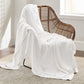 White organic cotton waffle weave blanket