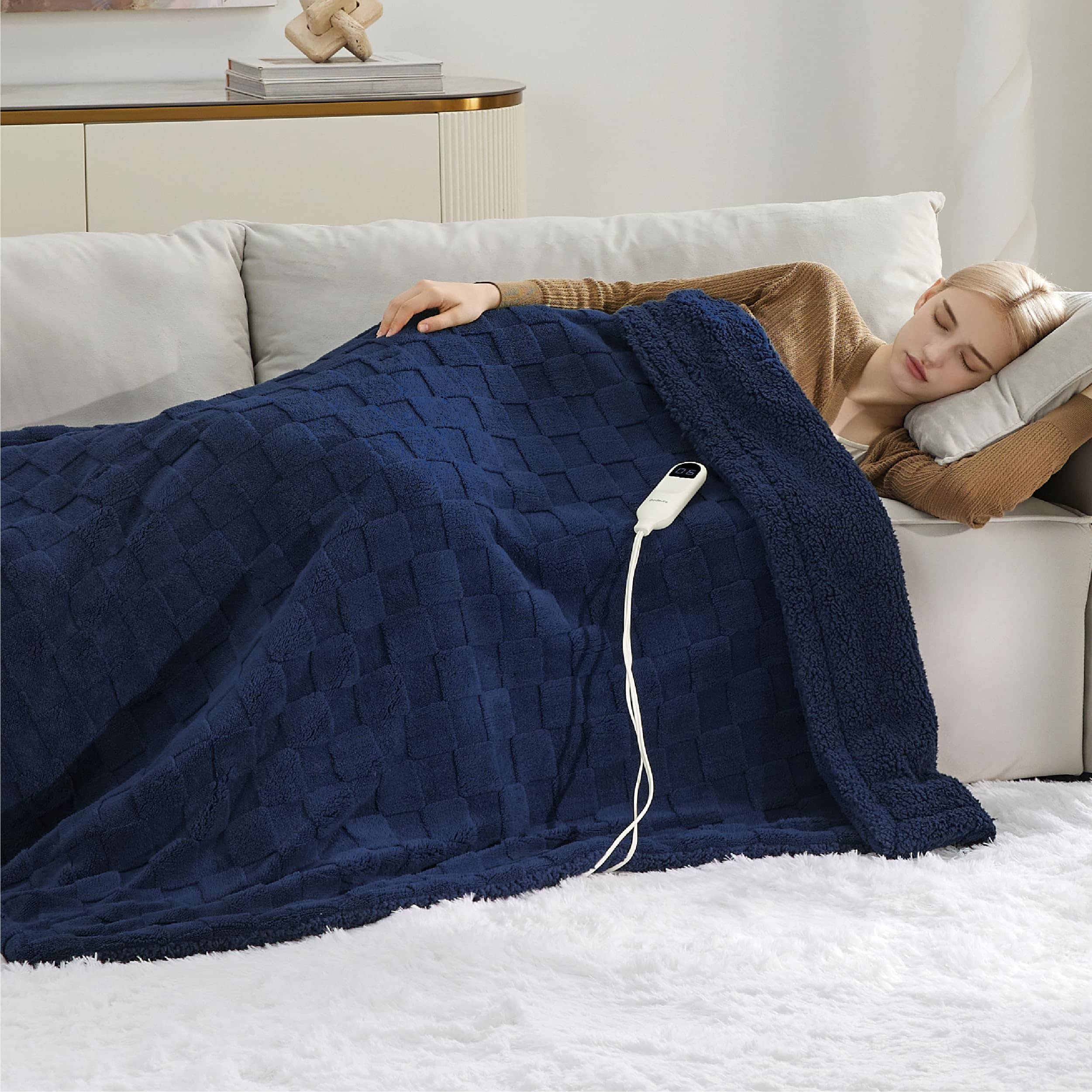 Bedsure Electric Heated Textured Fleece Blanket