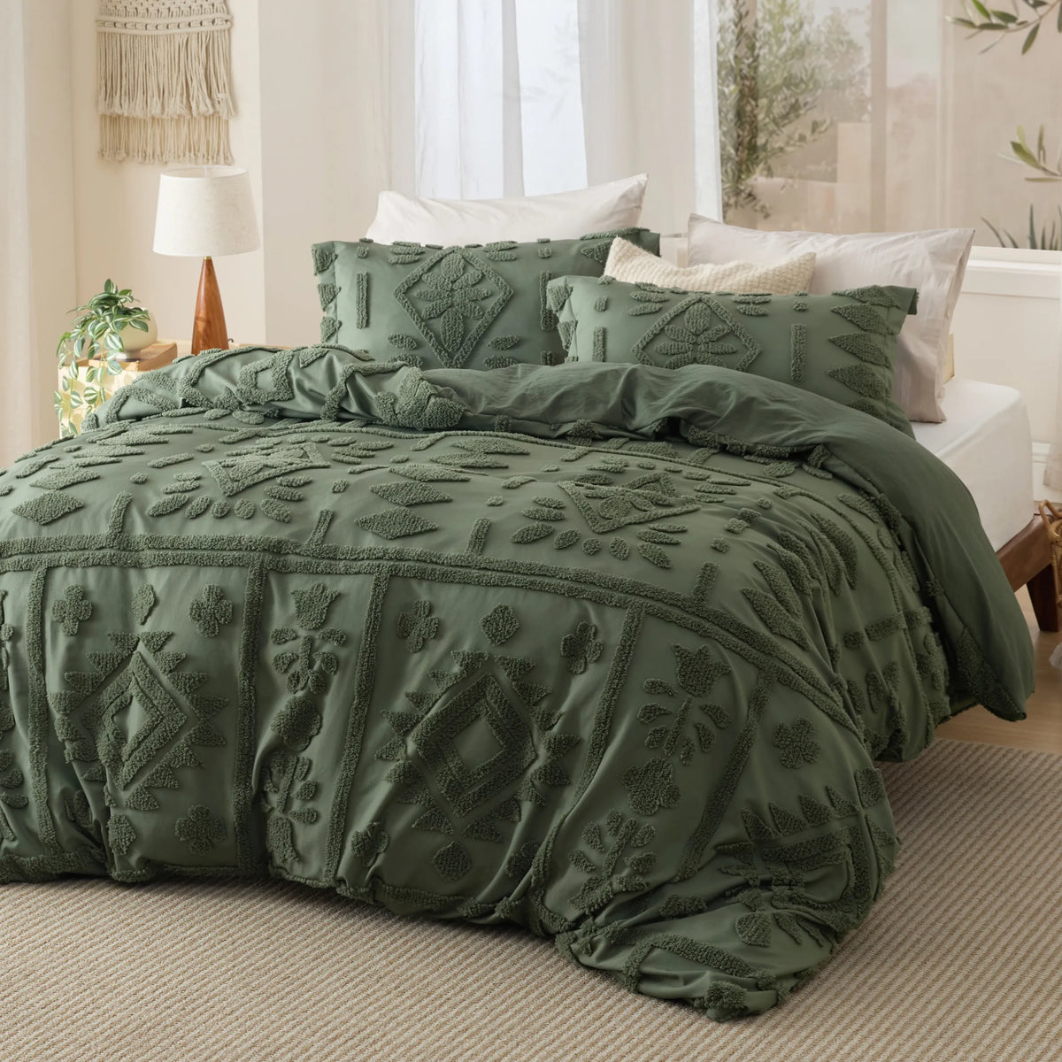 Boho Tufted Embroidery Duvet Cover Set
