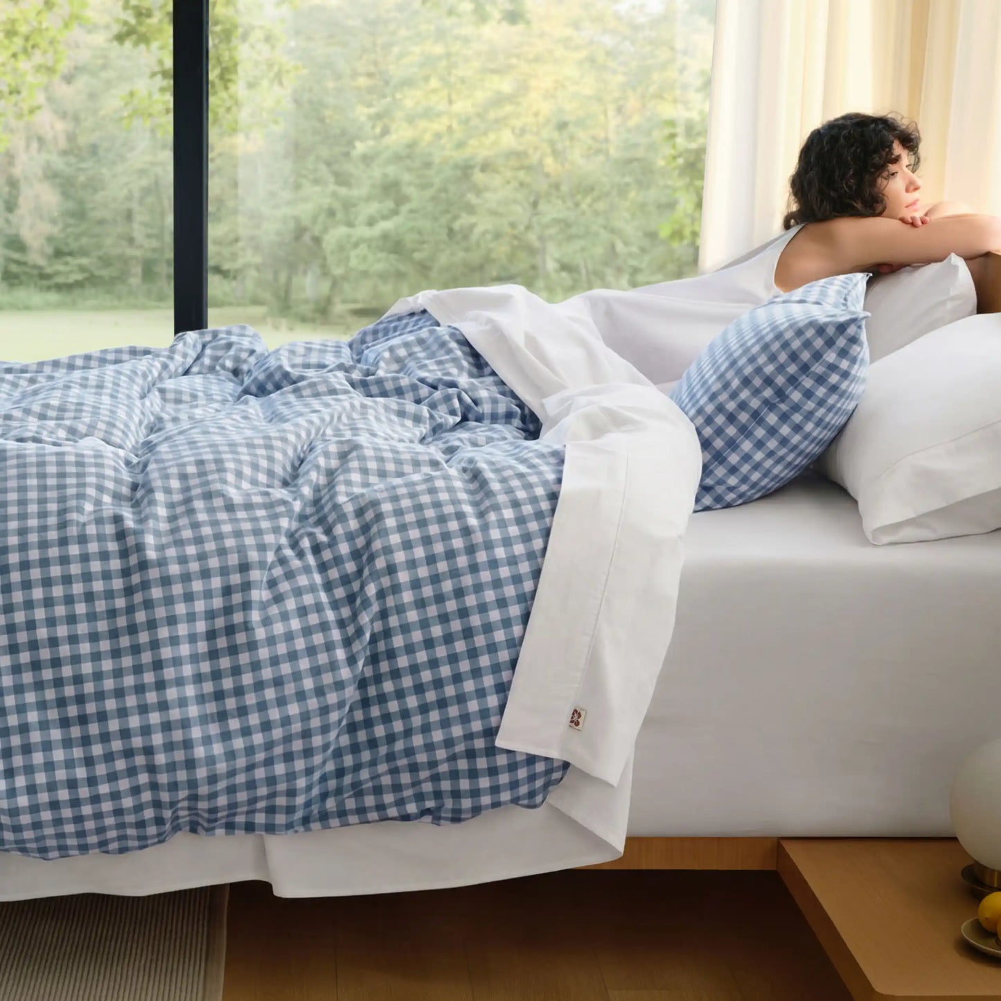 PureWoven Washed Cotton Gingham Duvet Cover Set