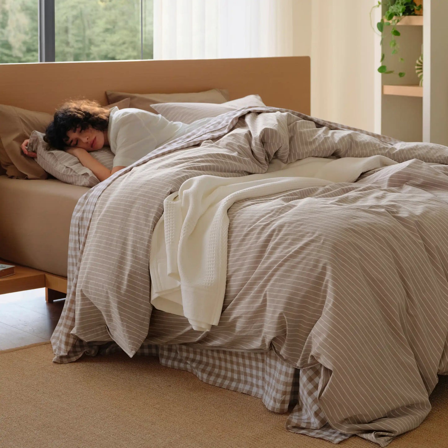 PureWoven Washed Cotton Striped Duvet Cover Set