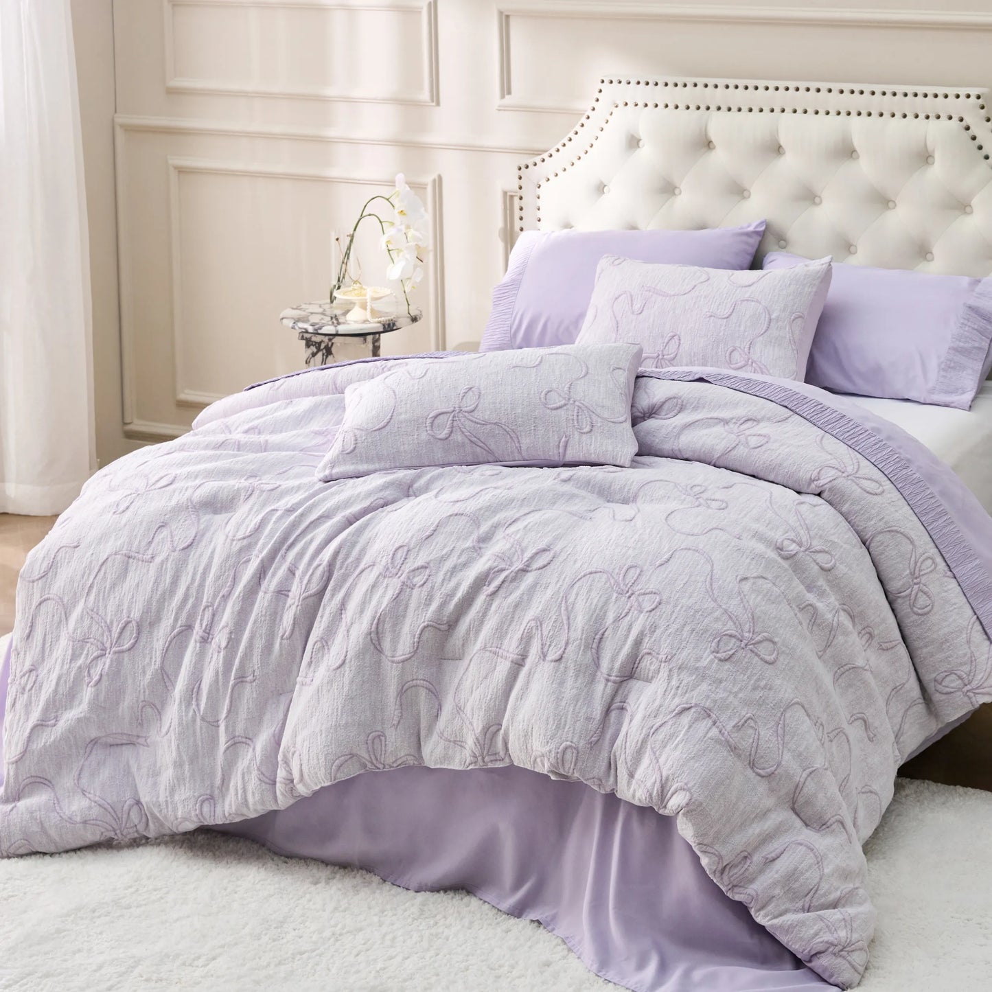 Graceful Bow Jacquard Comforter Set